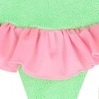 Girls Green & Pink Ruffle Crinkle Swimsuit, 3, hi-res