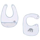 Baby Boys White & Blue Bibs ( 2 Pack ), 2, hi-res