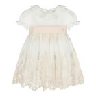 Baby Girls White Floral Embroidered Dress, 1, hi-res