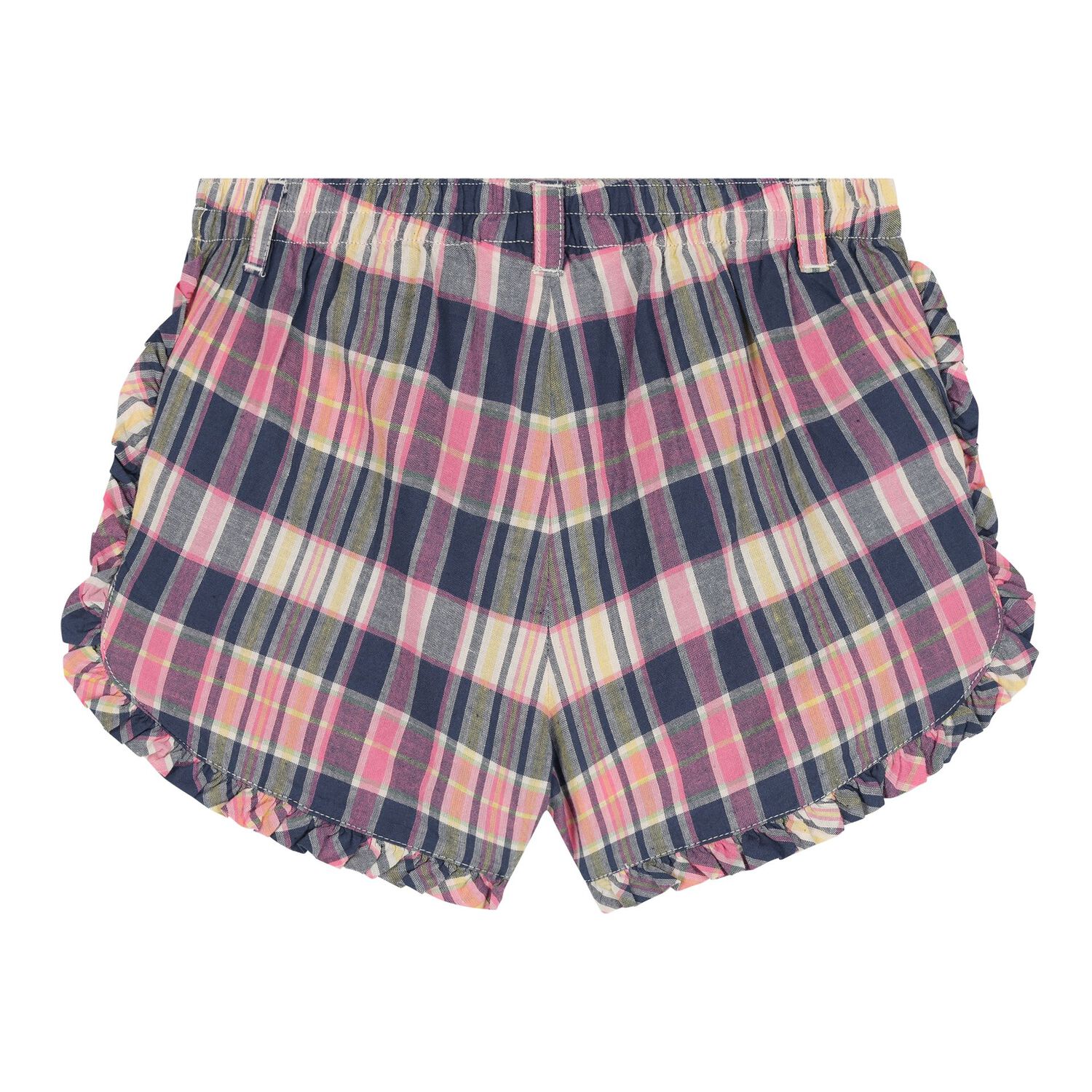 Baby Girls Ivory, Pink & Blue Tartan Polo Bear Shorts Set, 1, hi-res