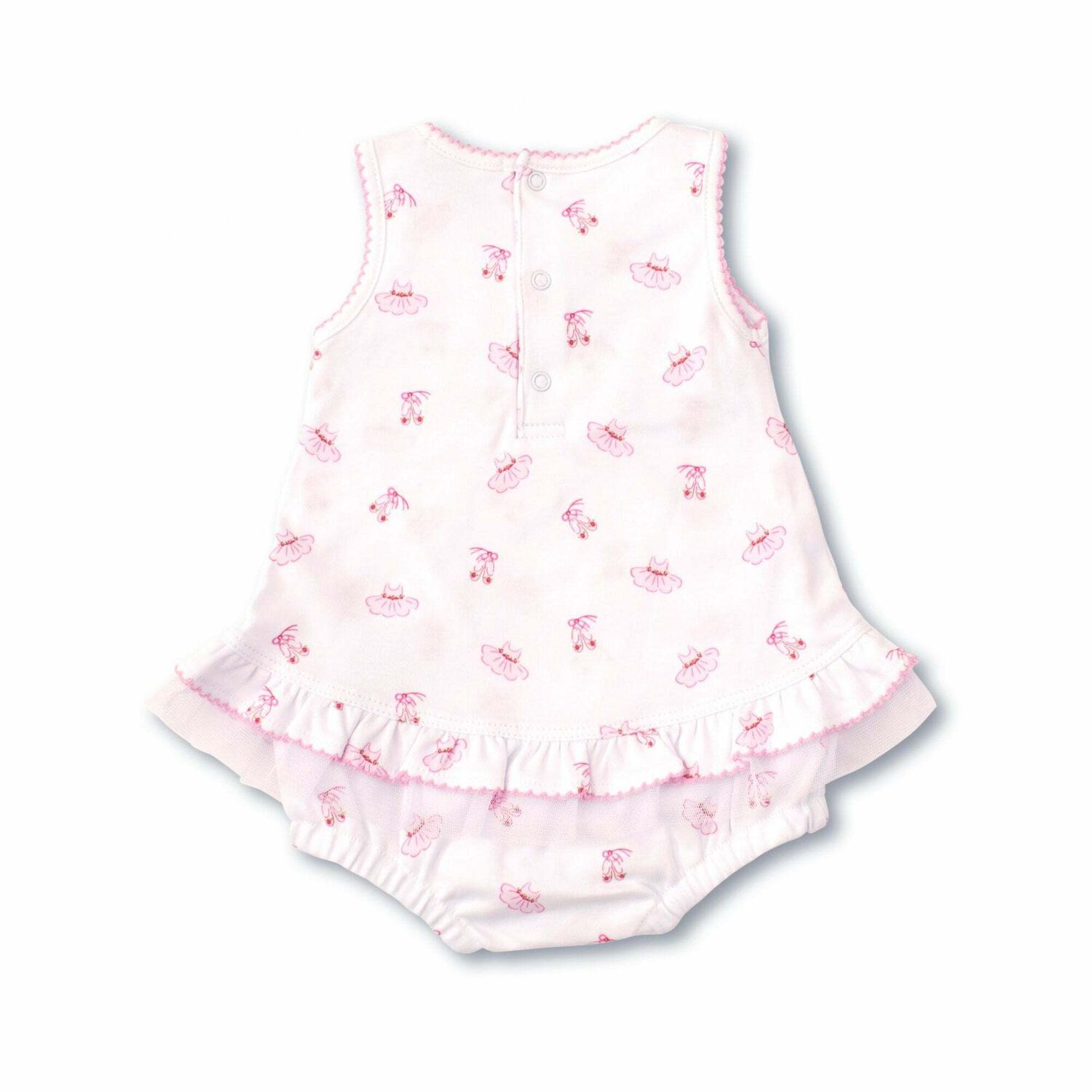 Baby Girls White & Pink Ballerina Romper, 1, hi-res