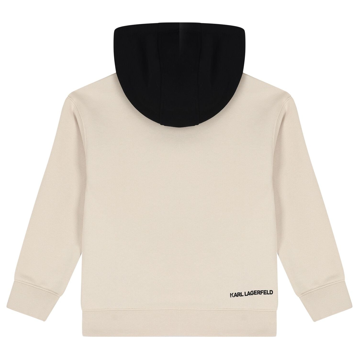 Boys Beige & Black Logo Hooded Top, 1, hi-res