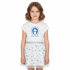 Girls White & Blue Logo Dress, 1, hi-res
