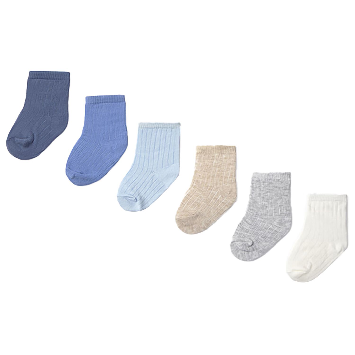 Baby Boys Beige, Blue & Ivory Socks ( 6 Pack ), 3, hi-res image number null