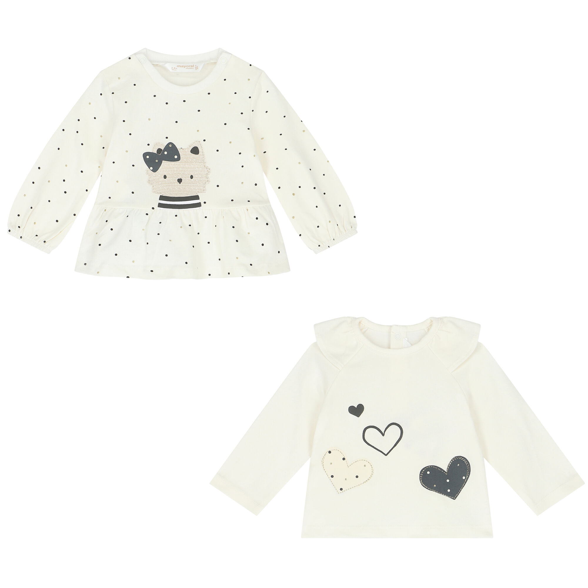 Mayoral Baby Girls Ivory grey Tops 2 Pack Junior Couture UAE