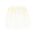 Girls White Sequin Tulle Skirt, 1, hi-res