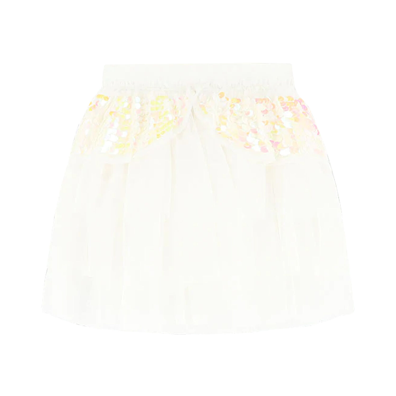 Girls White Sequin Tulle Skirt, 1, hi-res image number null
