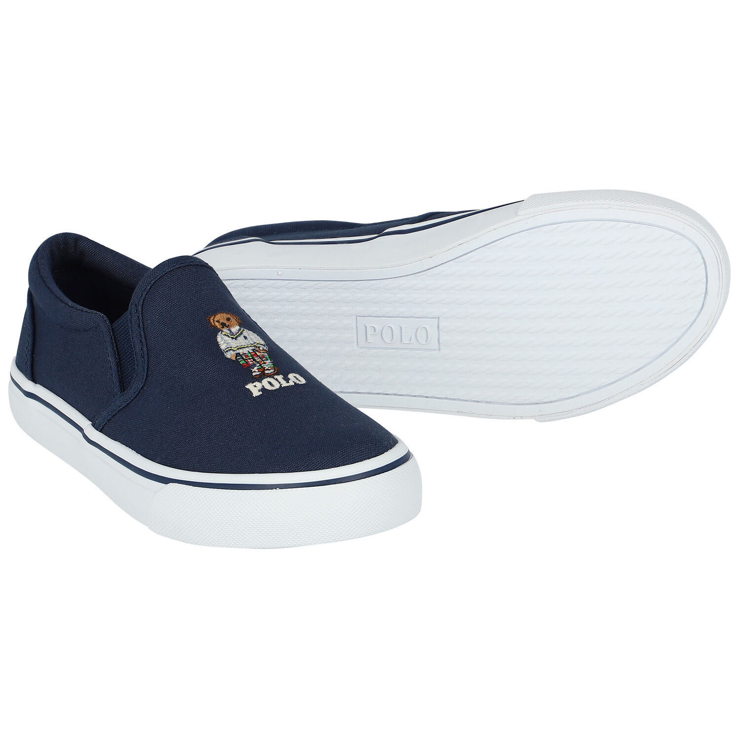 Boys Navy Polo Bear Trainers, 1, hi-res image number null