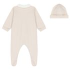 Beige Embroidered Teddy Bear Babygrow, 2, hi-res