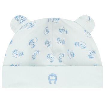 Baby Boys Blue Teddy Bear Logo Hat