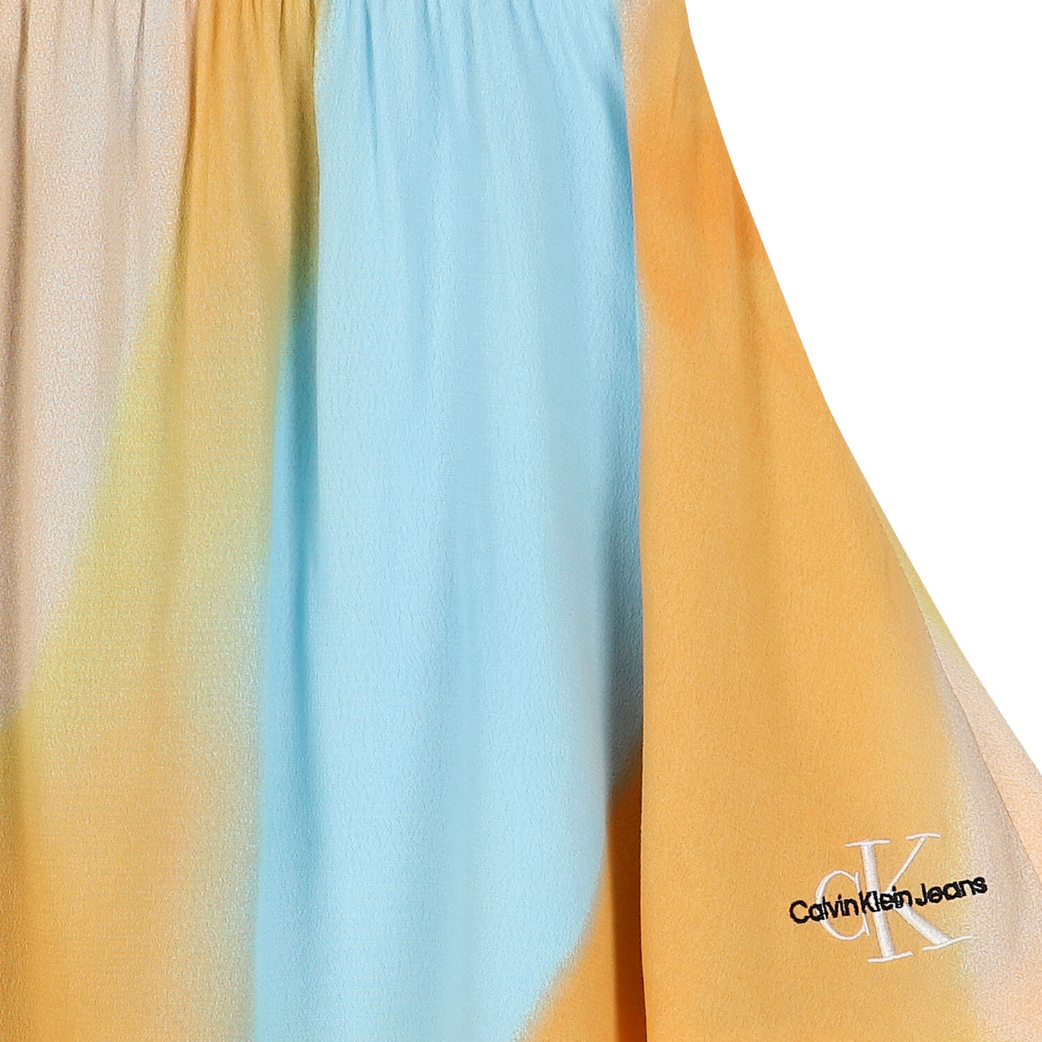 فستان بنات بالشعار باللون البرتقالى والازرق, 1, hi-res