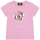 Girls Pink Choupette Logo T-Shirt, 1, hi-res