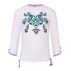 Girls White Peruvian Stitch Rash Vest UPF 50+, 1, hi-res