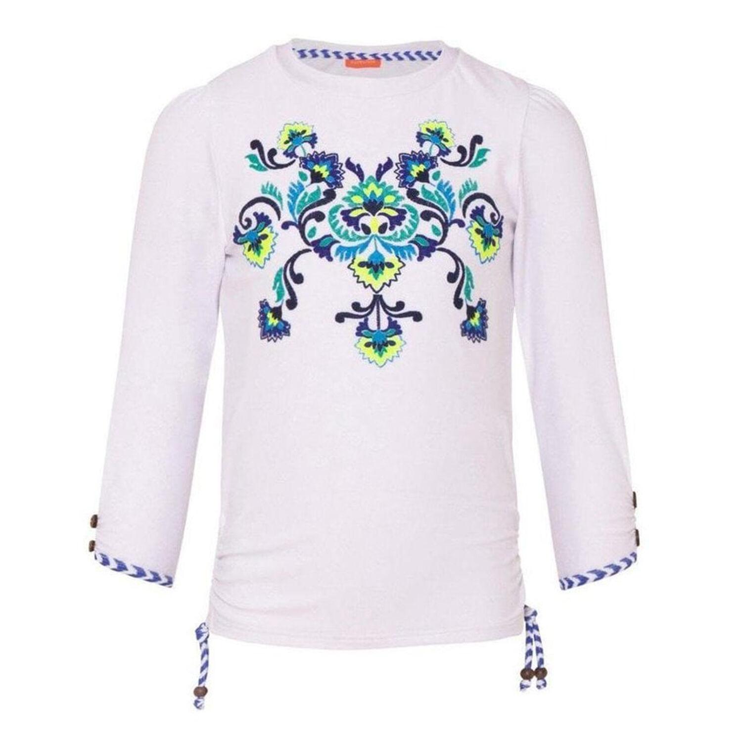 Girls White Peruvian Stitch Rash Vest UPF 50+, 1, hi-res image number null