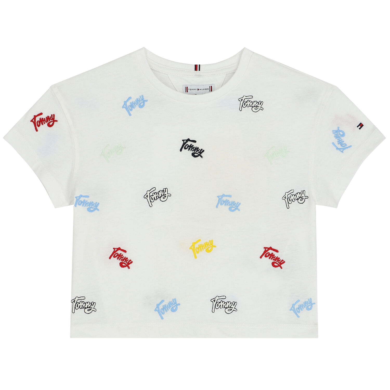 تيشيرت بنات بالشعار باللون الأبيض, 1, hi-res