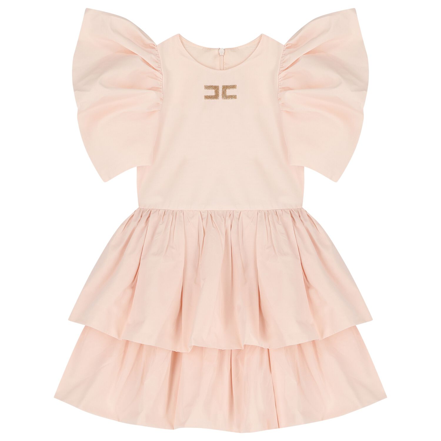 Girls Pink Logo Tiered Dress, 2, hi-res