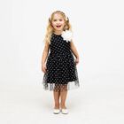 Girls Black Tulle Polka Dot Dress, 1, hi-res