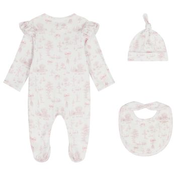 Baby Girls White & Pink Swan Babygrow Gift Set 