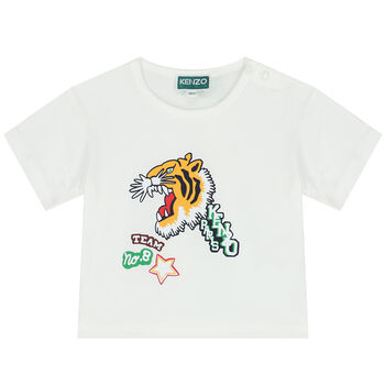 Younger Girls White Varsity Tiger T-Shirt
