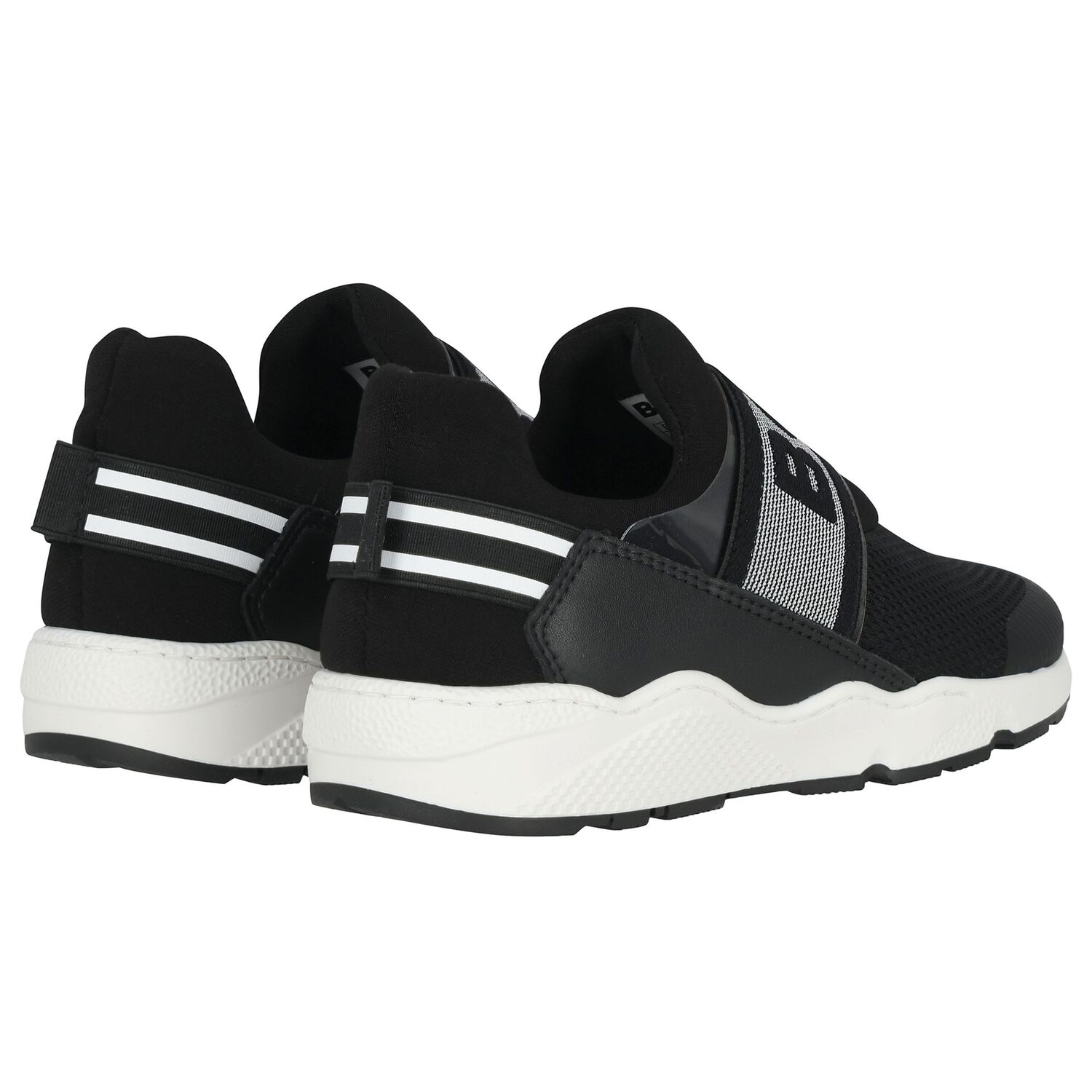 Boys Black Logo Trainers, 1, hi-res
