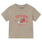 Younger Boys Beige Shoe T-Shirt, 1, hi-res
