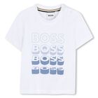 Younger Boys White Logo T-Shirt, 1, hi-res