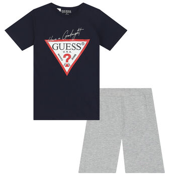 Boys Navy & Grey Logo Pyjamas
