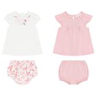 Baby Girls White & Pink Shorts Set ( 2-Pack ), 1, hi-res