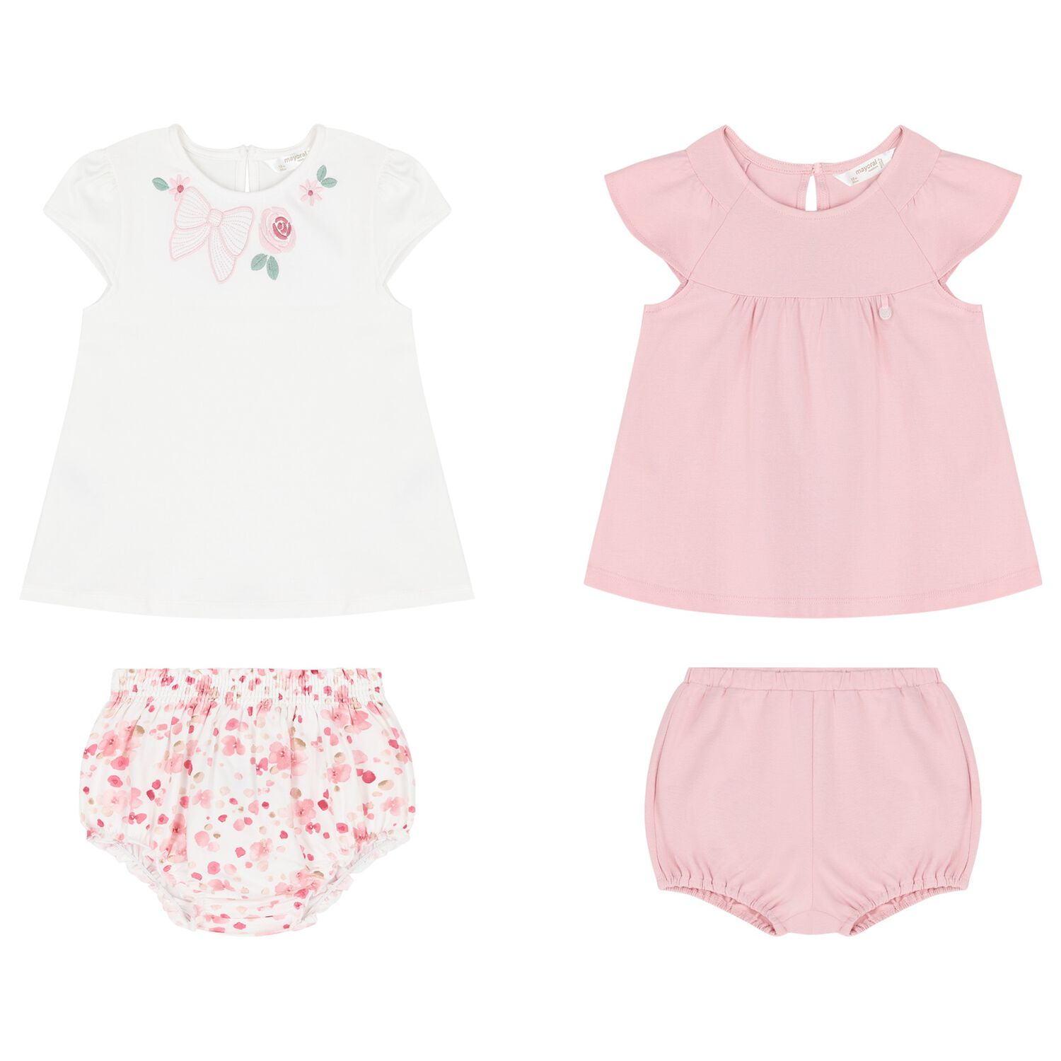 Baby Girls White & Pink Shorts Set ( 2-Pack ), 1, hi-res image number null
