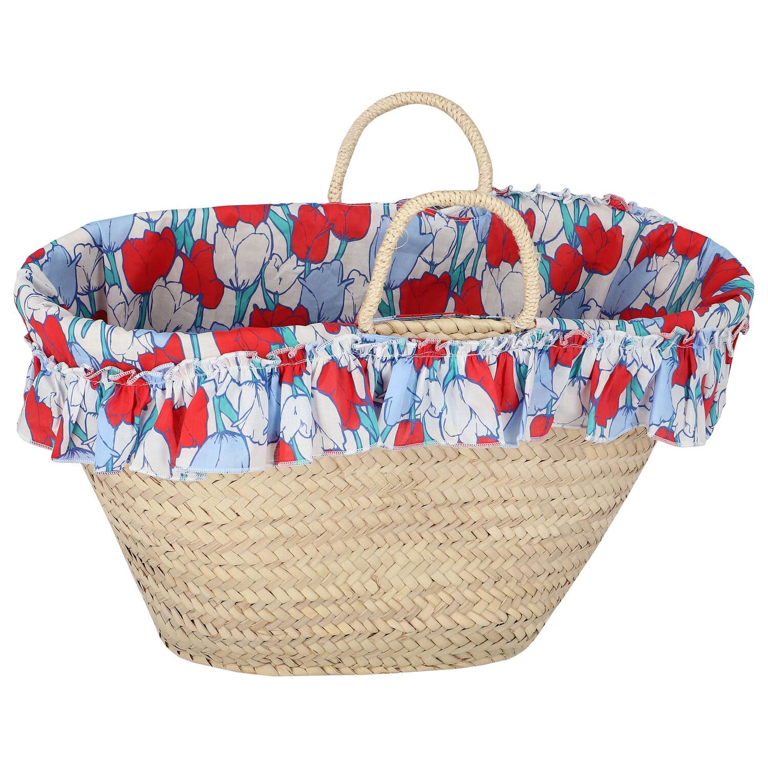 حقيبة بنات للشاطئ بطبعة الزهور باللون البيج, 1, hi-res