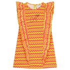 Girls Pink & Orange Wavy Stripe Ruffle Dress, 1, hi-res