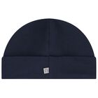 Baby Boys Navy Blue & Gold Logo Baby Hat, 3, hi-res