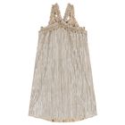 Girls Gold Metallic Pleated Dress, 1, hi-res