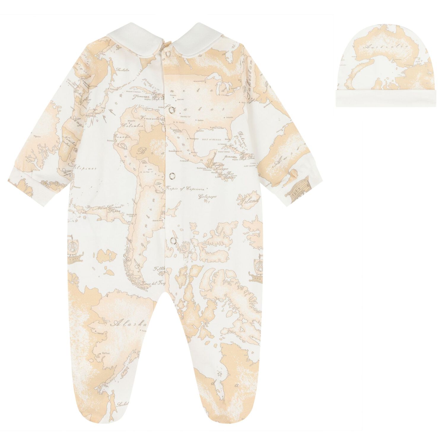 Ivory & Beige Geo Map Babygrow Gift Set, 1, hi-res