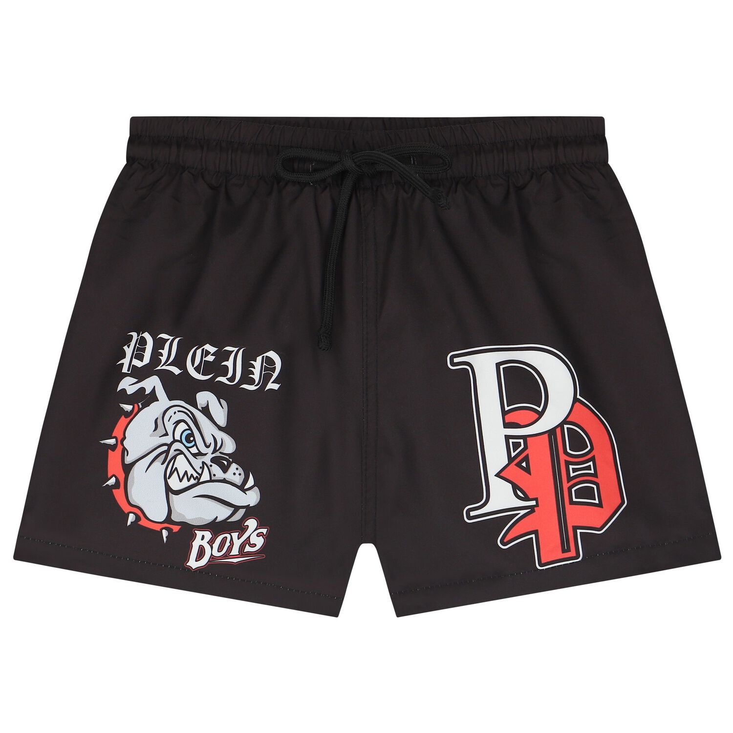 Boys Black Logo Swim Shorts, 1, hi-res