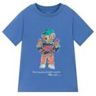 Boys Blue Cotton Polo Bear & Crab T-Shirt, 1, hi-res