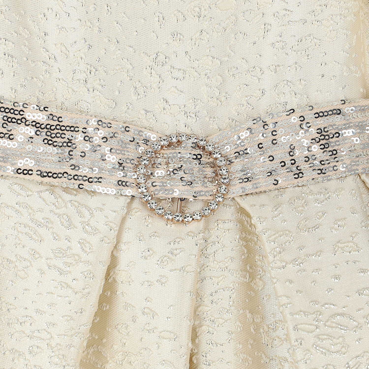 Girls Ivory & Silver Embellished Dress, 1, hi-res image number null