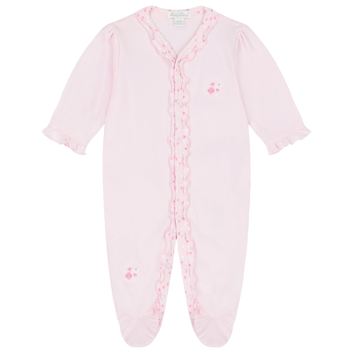 Baby Girls Pink Ruffled Babygrow, 2, hi-res