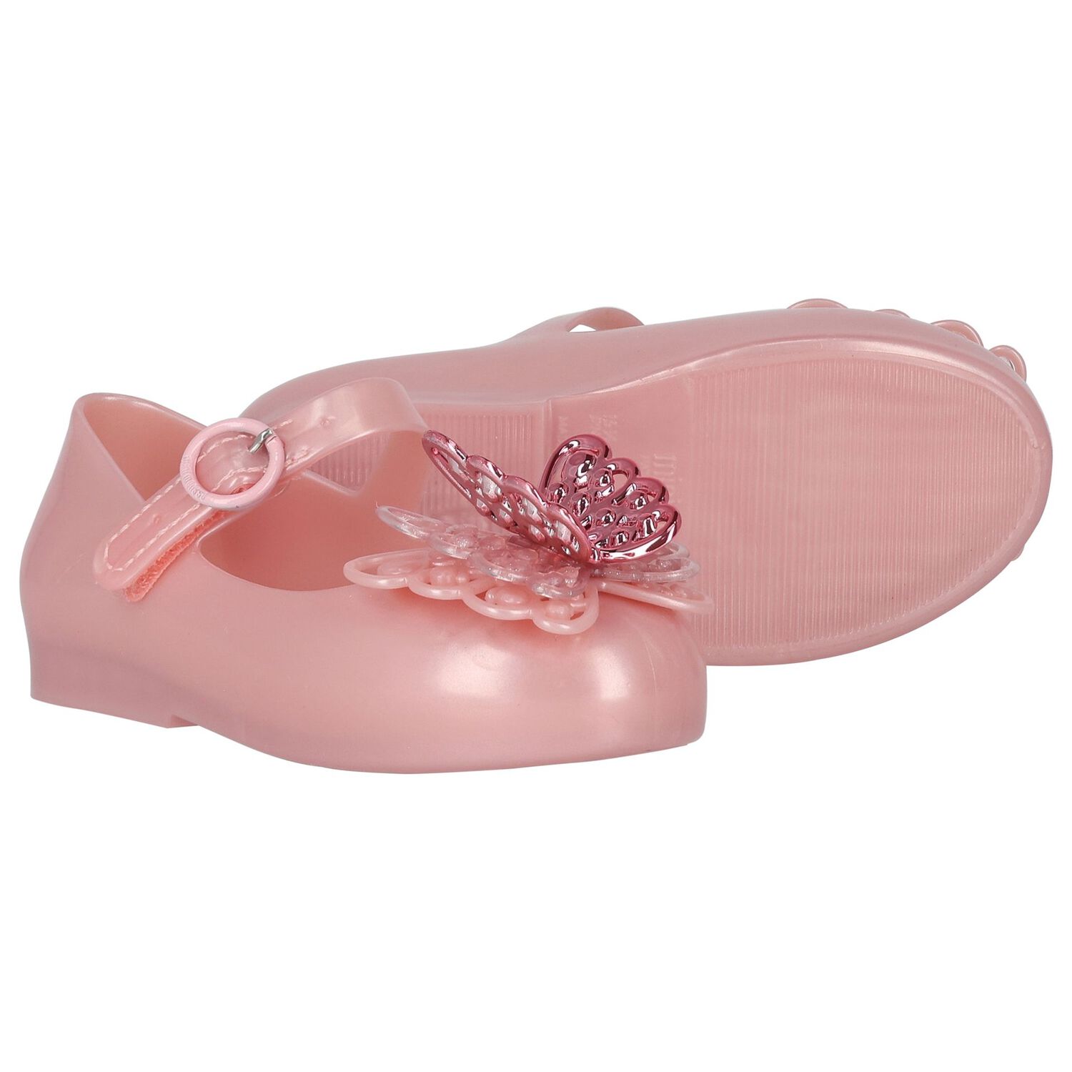 Younger Girls Pink Butterly Jelly Shoes, 2, hi-res image number null