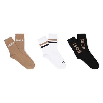 Boys White, Beige & Black Socks ( 3-Pack )