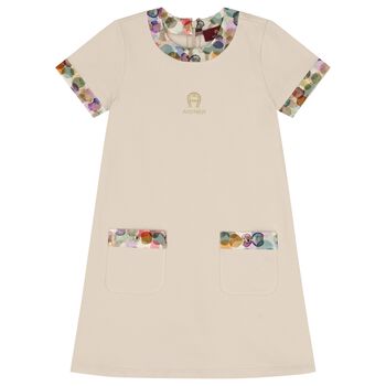 Girls Beige Logo Dress