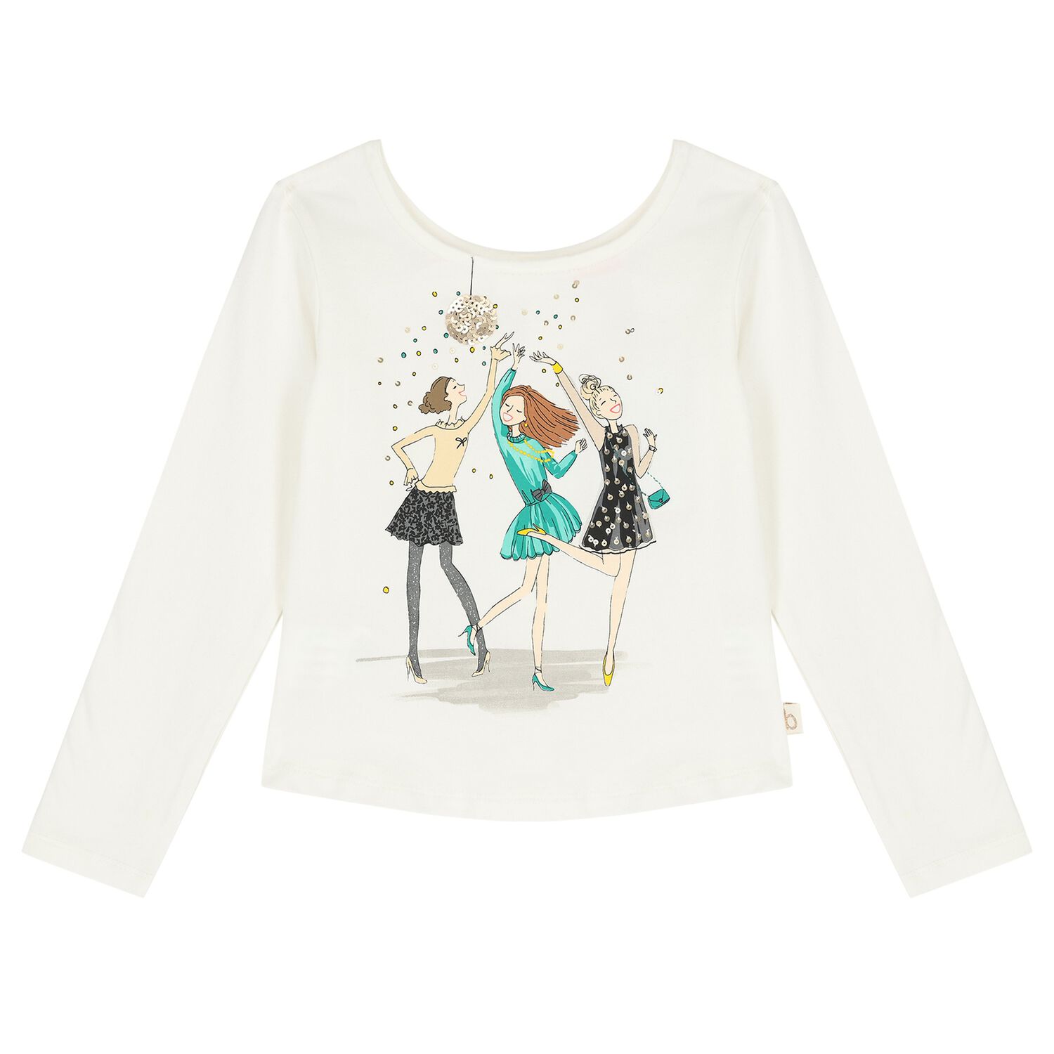 Girls Ivory Sequin Long Sleeve Top, 1, hi-res image number null