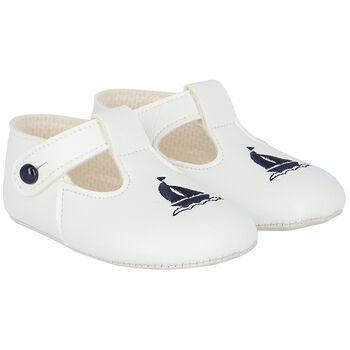 Baby Boys White & Navy Pre Walker Shoes