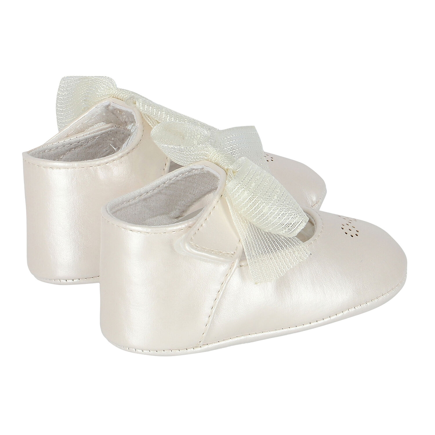 Baby Girls Gold Bow Pre Walker Shoes, 4, hi-res image number null