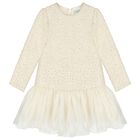 Girls Ivory Sequin Embellished Dress, 1, hi-res