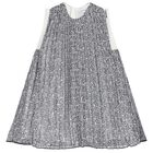 Girls White & Black Logo Pleated Dress, 1, hi-res