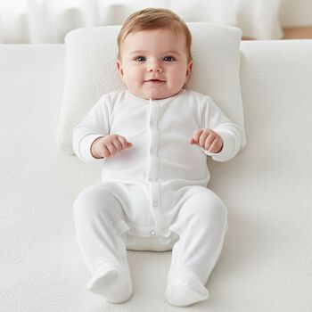 White Cotton Logo Babygrow