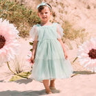 Girls Green Tulle & Chiffon Dress, 1, hi-res