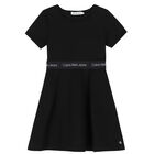 Girls Black Logo Dress, 2, hi-res