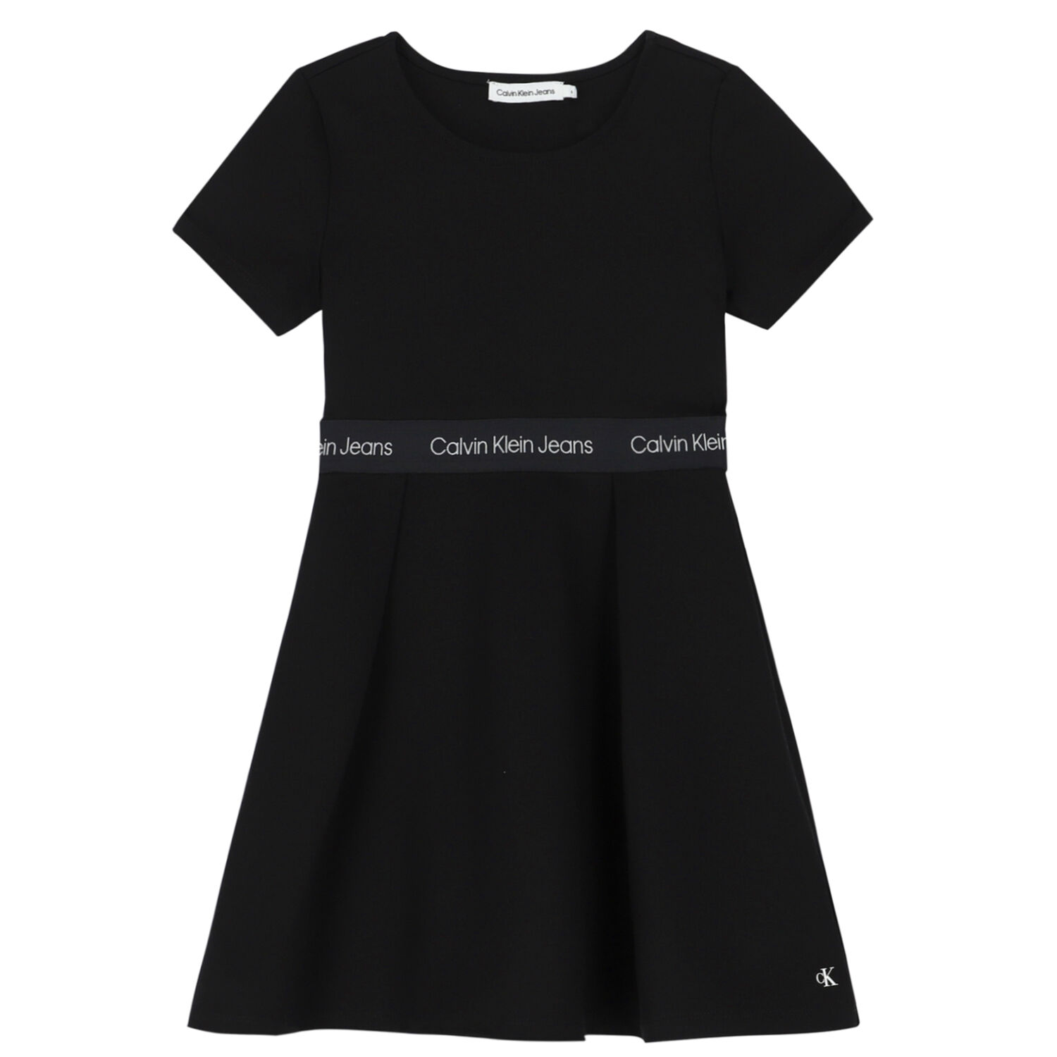 Girls Black Logo Dress, 2, hi-res